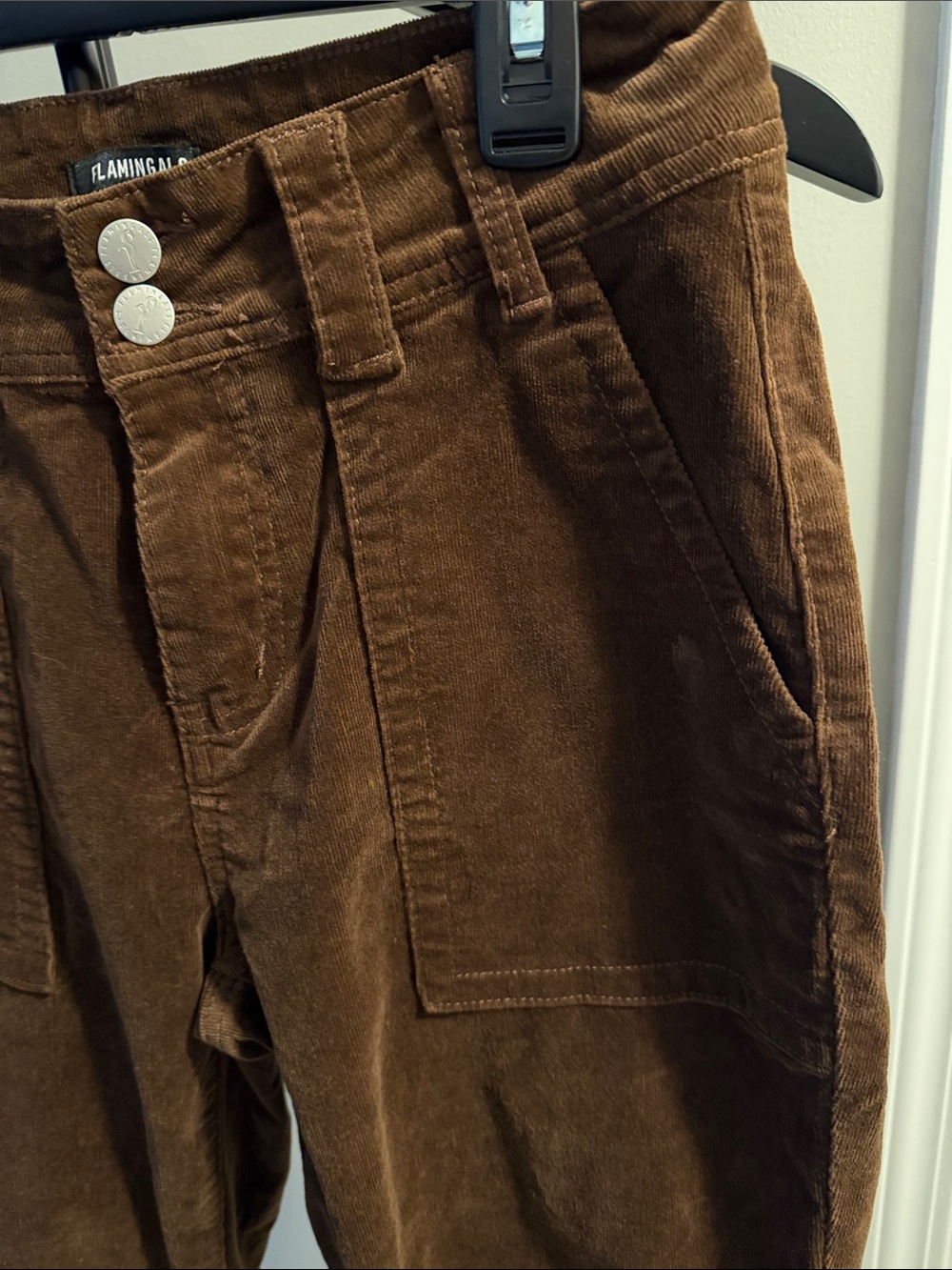 Flamingals Mid-Waist Flare Corduroy Pants Brown. Like new - Picture 2 of 5